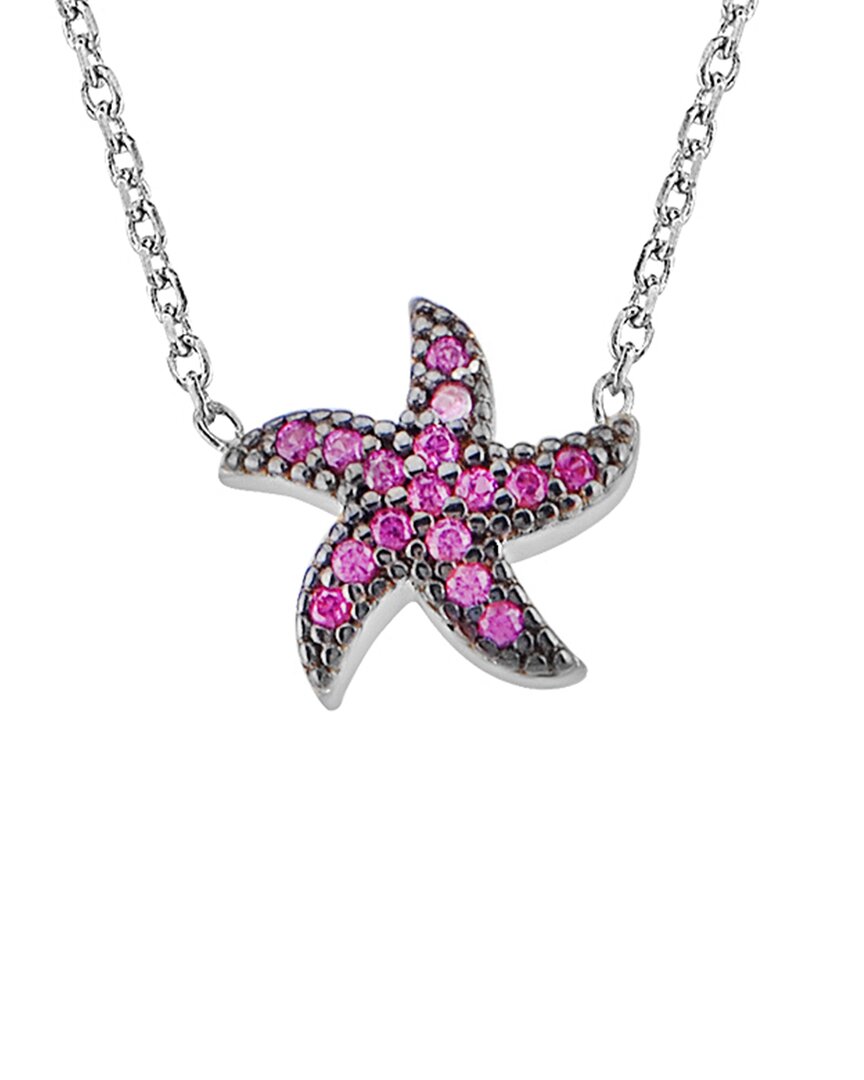 Gabi Rielle Love Is Declared 14k Over Silver Ruby Crystal Starfish Necklace
