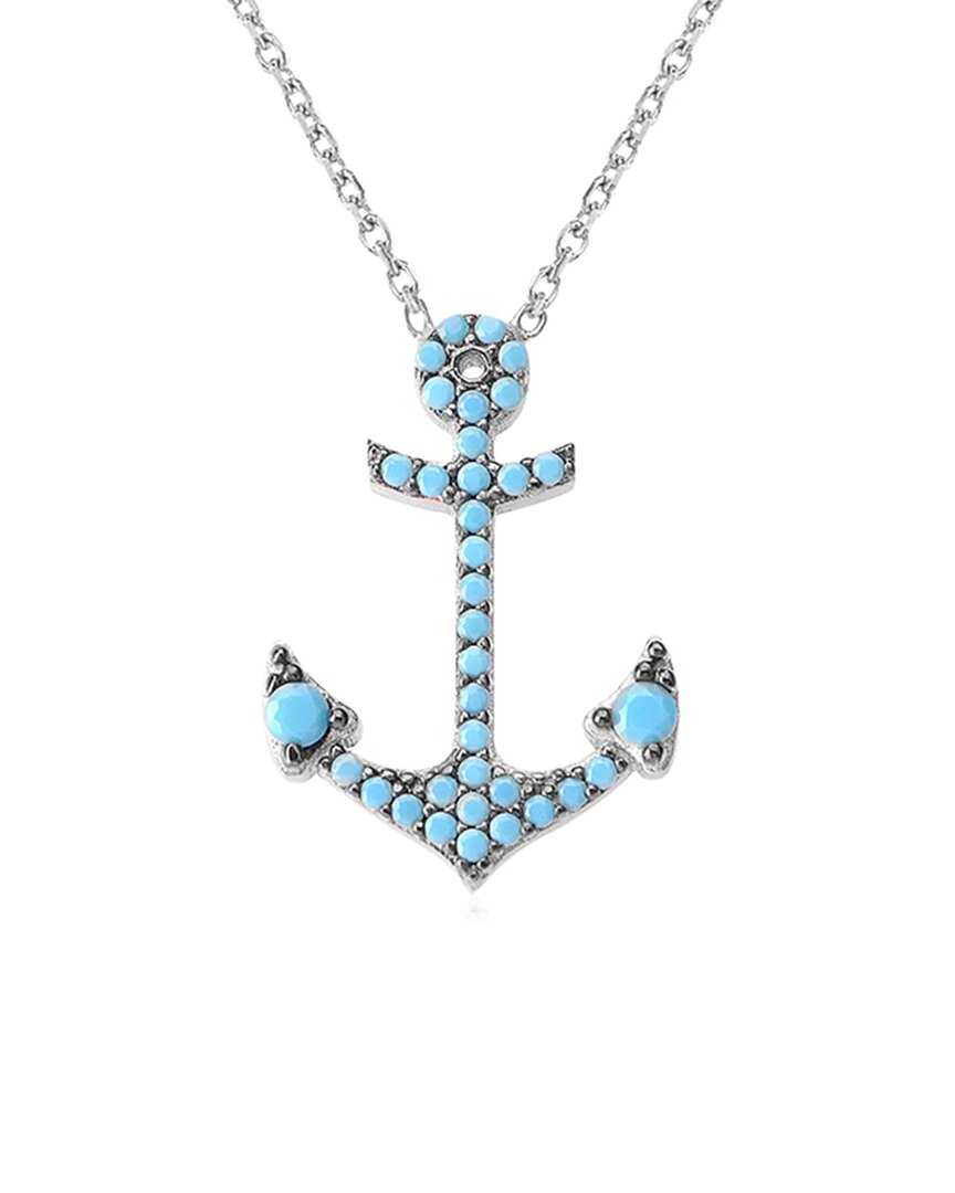 Gabi Rielle Love Is Declared Silver Turquoise Anchor Necklace