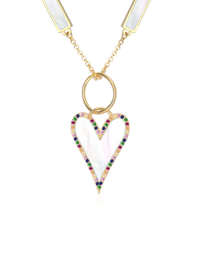 Gabi Rielle Love Is Declared 14k Over Silver 3-10mm Pearl Crystal Heart Charm Necklace