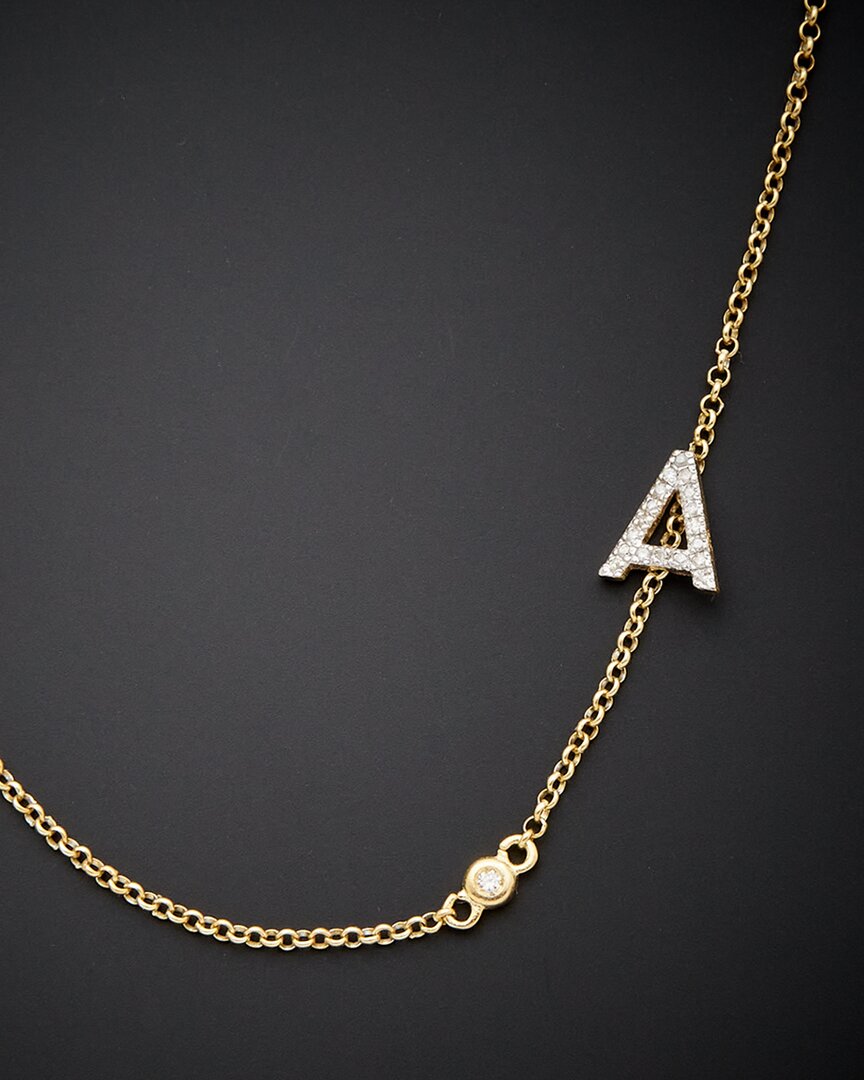Italian Gold Over Silver 18k  0.20 Ct. Tw. Diamond Initial Necklace (a-z)