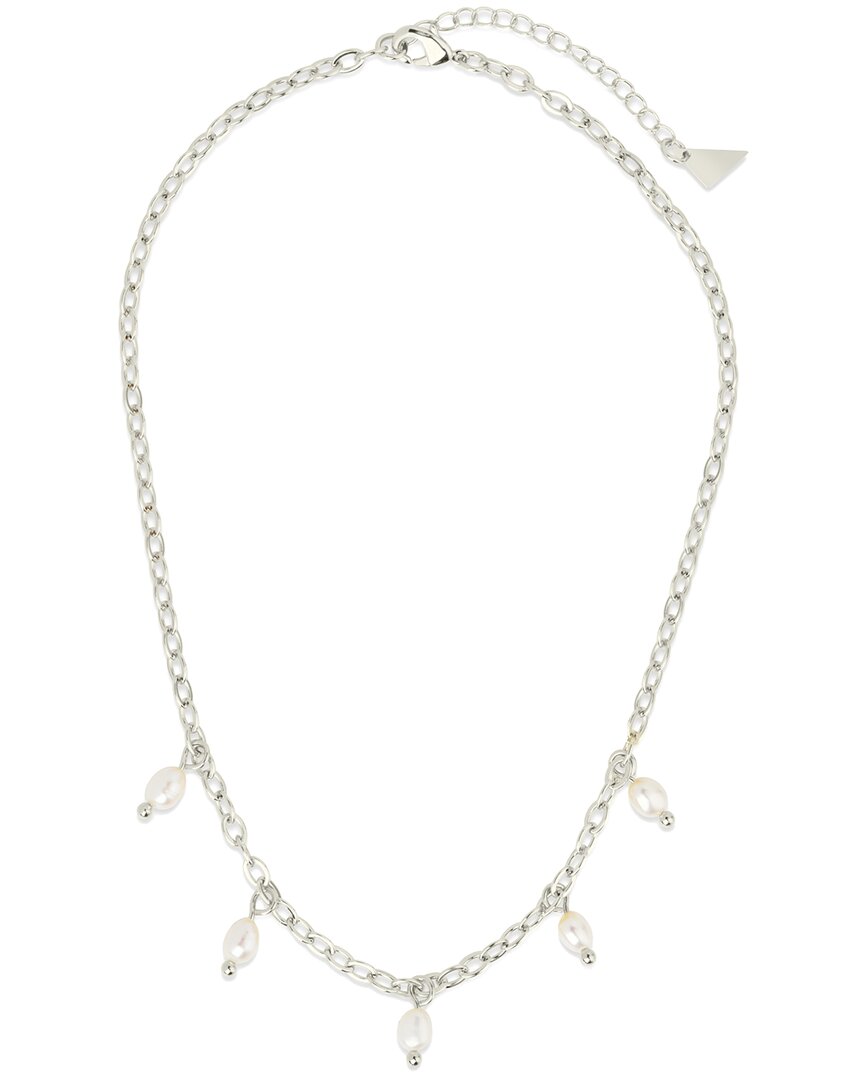 Sterling Forever Rhodium Plated 6-7mm Pearl Dottie Choker Necklace
