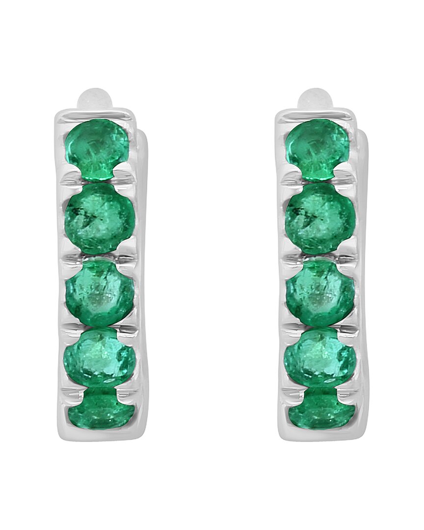 Effy Fine Jewelry Silver 0.23 Ct. Tw. Emerald Earrings In Green