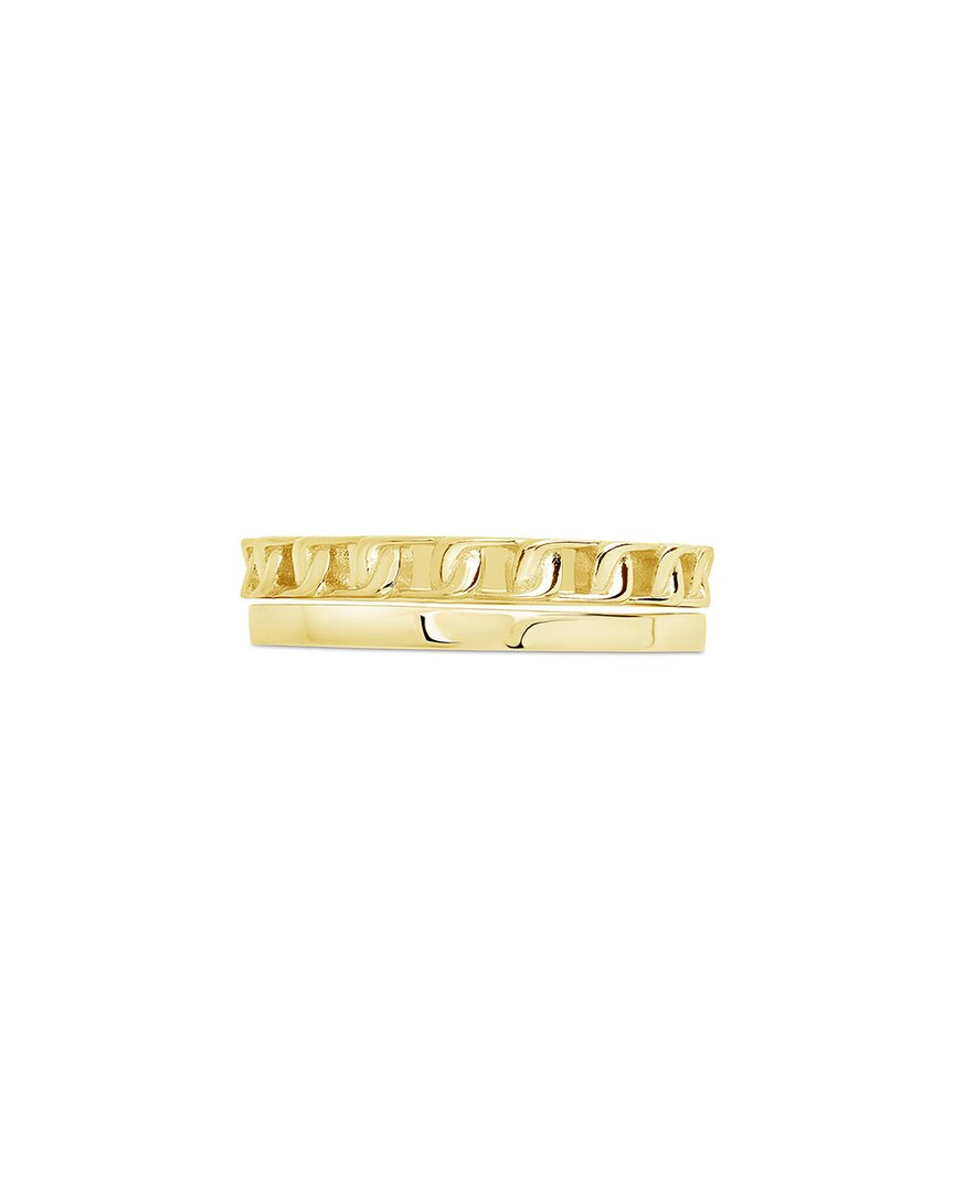 Sterling Forever Sterling Silver Everyday Chain Stacking Ring Set In Gold