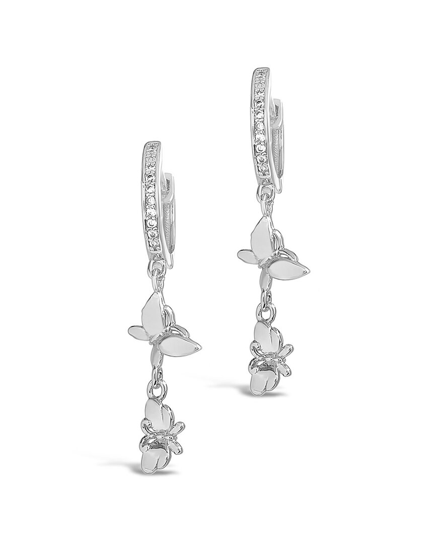 Sterling Forever Cz Butterfly Dangle Hoops