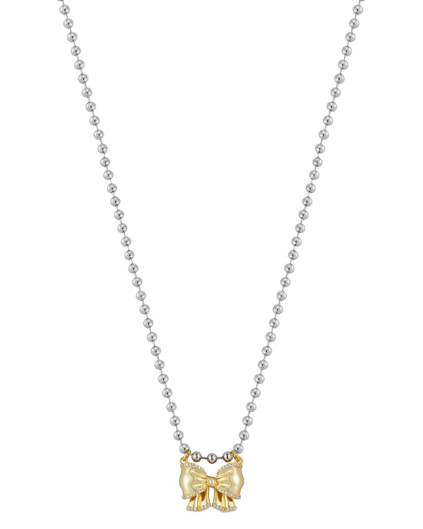 Chloe & Madison Chloe And Madison Jewelry Plated Cz Bow Necklace