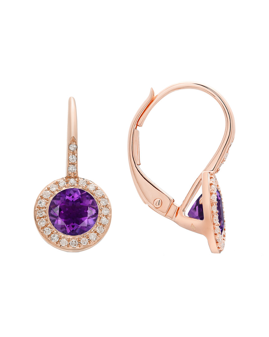 Diana M. Fine Jewelry 14k Rose Gold 1.38 Ct. Tw. Diamond & Amethyst Earrings
