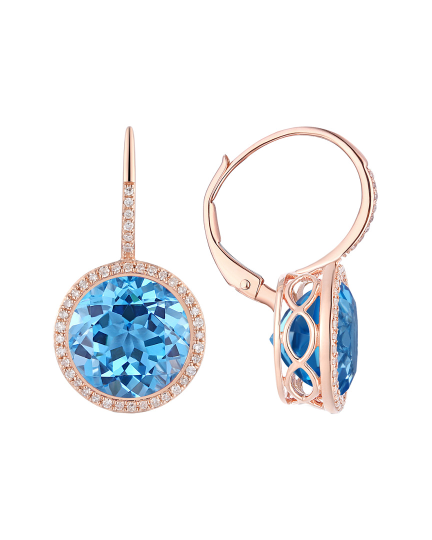 Image of Diana M. Fine Jewelry K Rose Gold . ct. tw. Diamond & Topaz Earrings