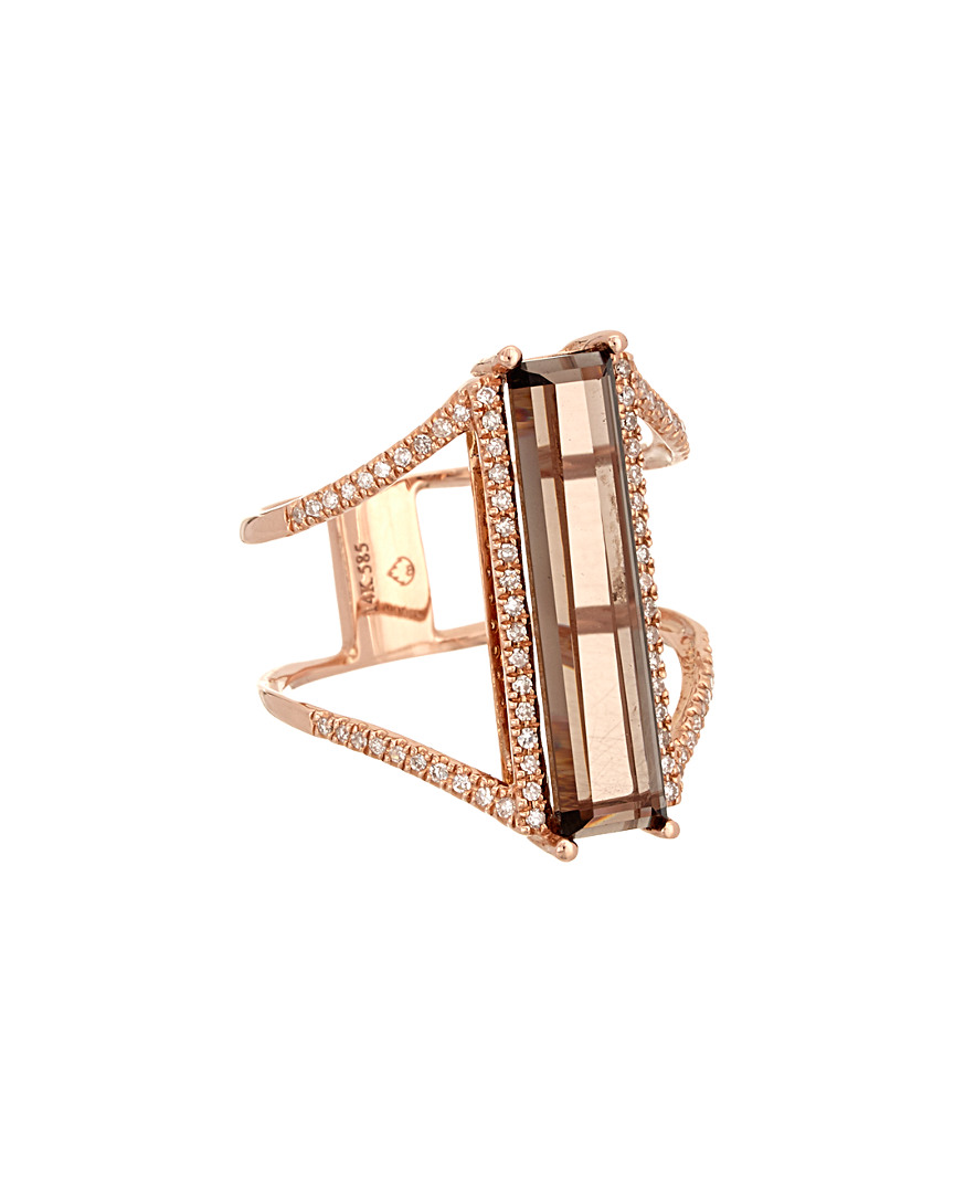 Image of Diana M. Fine Jewelry K Rose Gold . ct. tw. Diamond & Topaz Ring