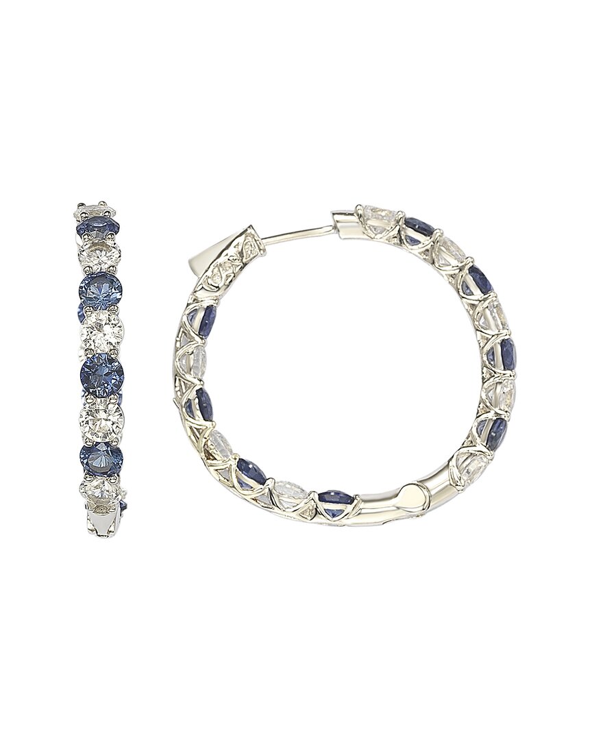 Shop Suzy Levian Silver 0.02 Ct. Tw. Diamond & Sapphire Earrings
