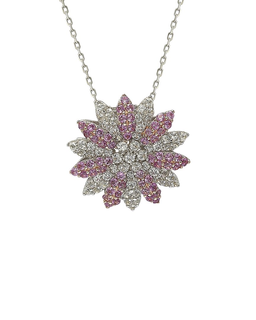 Suzy Levian Silver 0.02 Ct. Tw. Diamond & Sapphire Pendant Necklace
