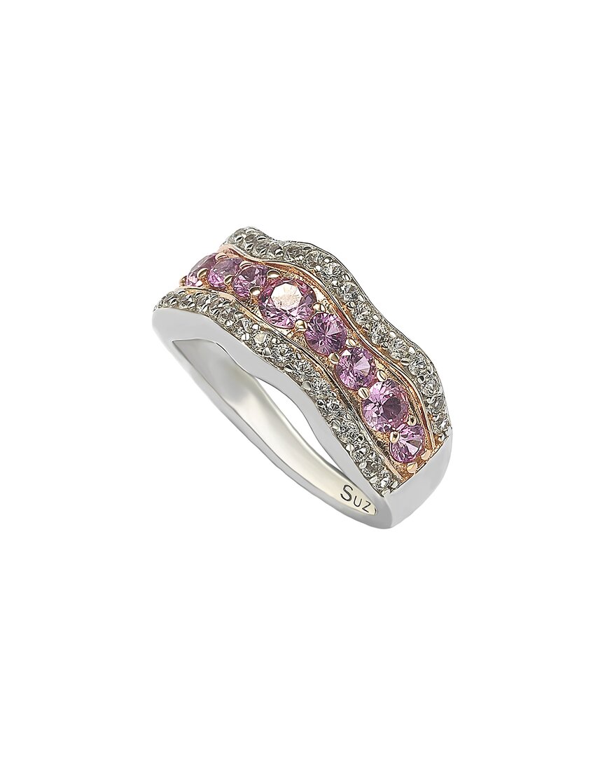 Suzy Levian Dnu 0 Units Sold  Silver 0.02 Ct. Tw. Diamond & Sapphire Half-eternity Ring
