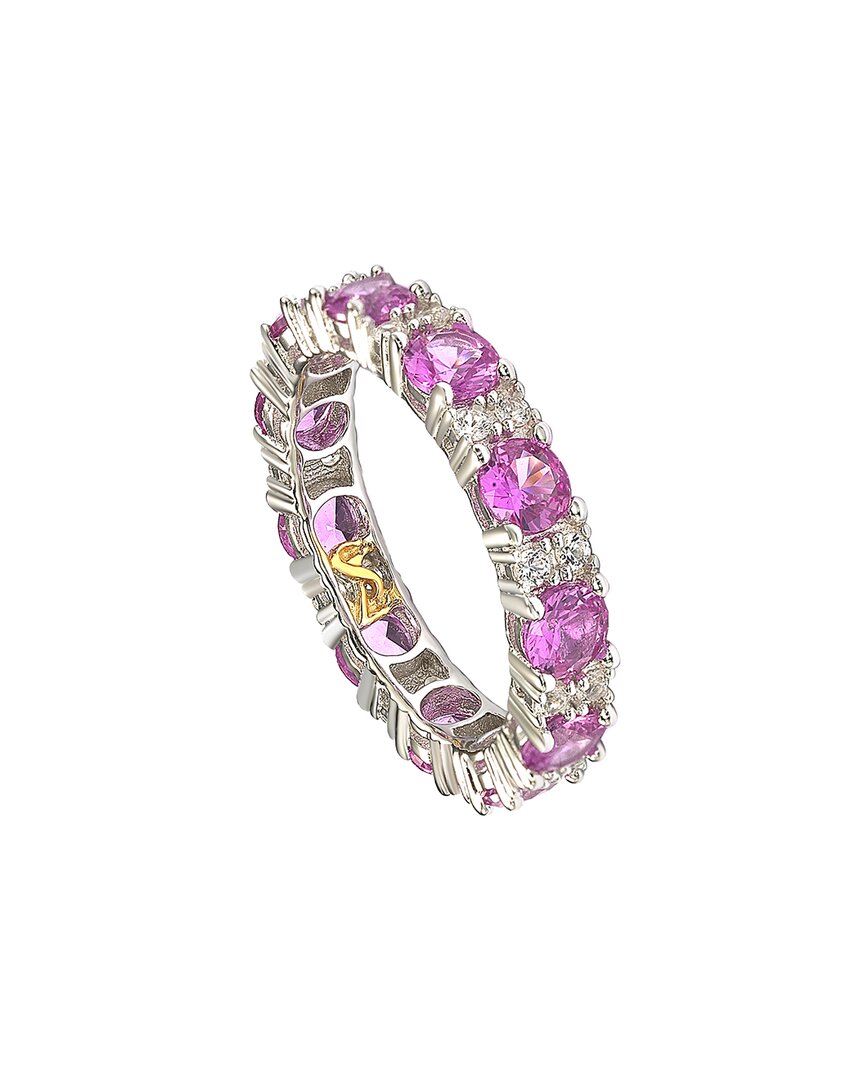 Shop Suzy Levian Silver 0.02 Ct. Tw. Diamond & Sapphire Eternity Ring