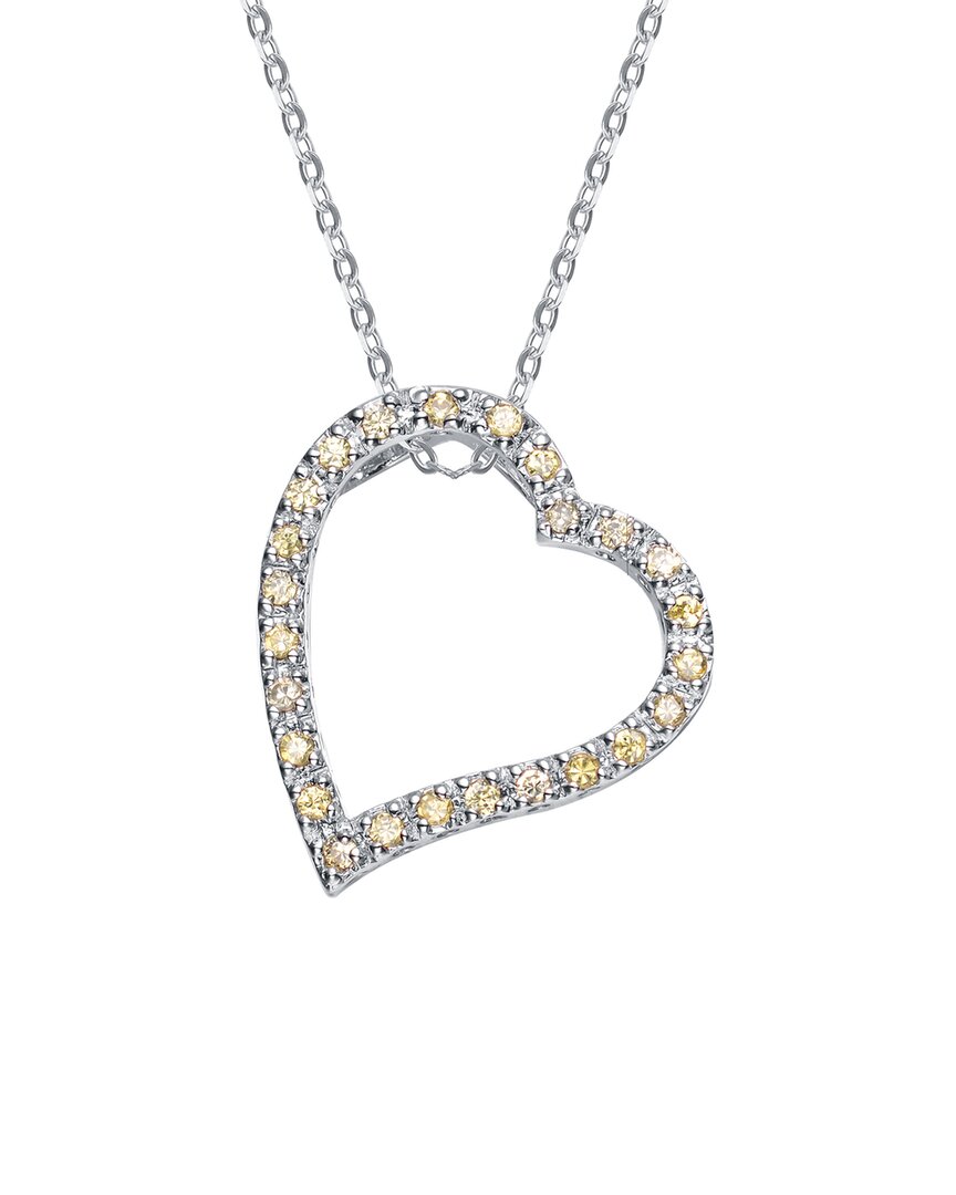 Genevive Silver Cz Heart Pendant Necklace