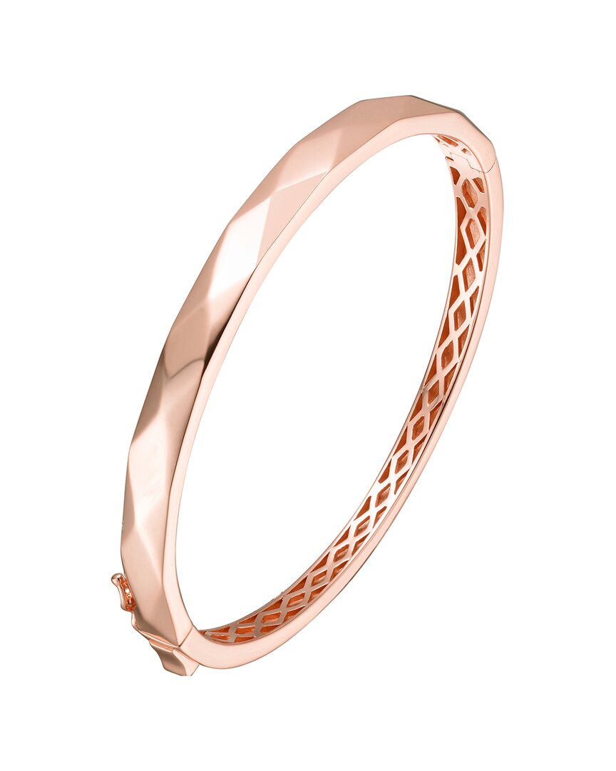 Genevive Classy Sterling Silver With Rose Gold Plating Bangle Bracelet