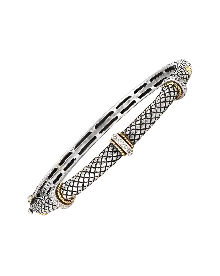 Andrea Candela Linea 18k & Silver 0.18 Ct. Tw. Diamond Station Bangle Bracelet
