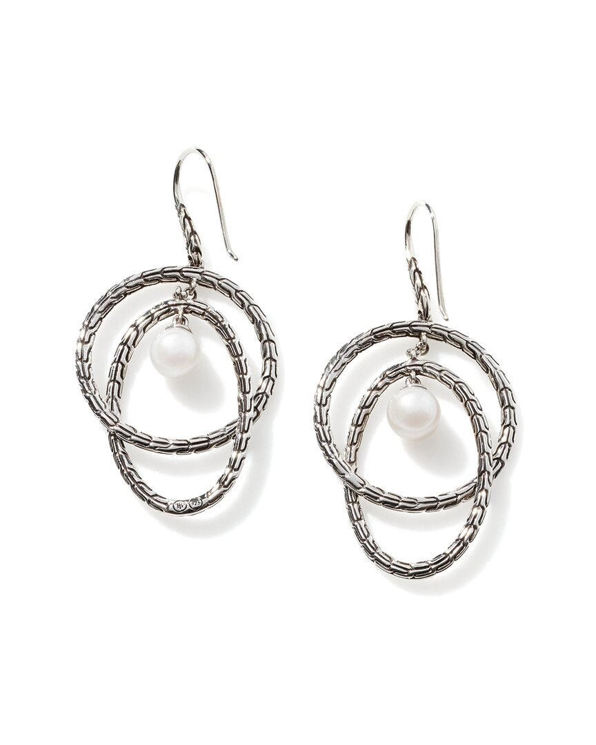 John Hardy Essentials Silver 6.5-7mmmm Pearl Drop Earrings