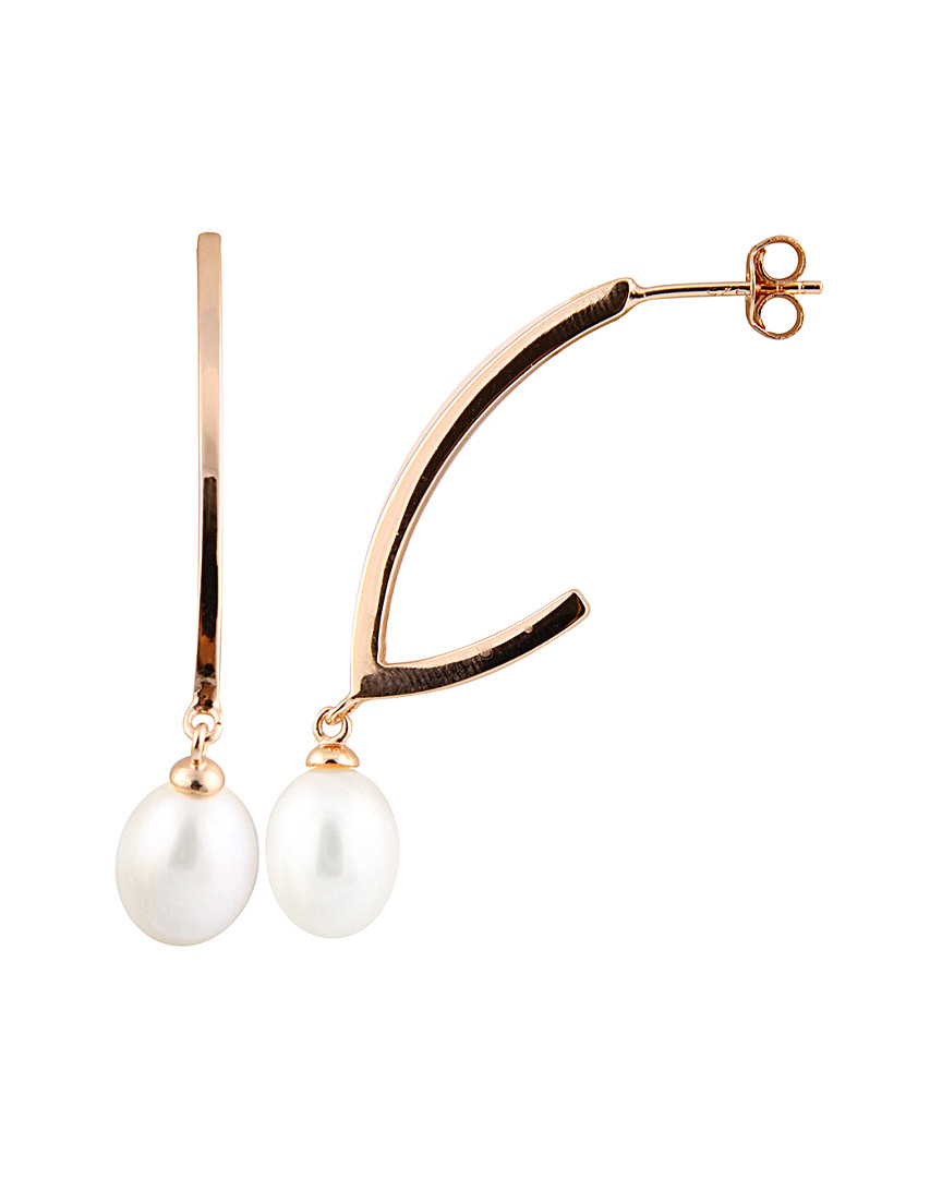 Splendid Pearls Rose Gold Vermeil 8-8.5mm Freshwater Pearl Earrings