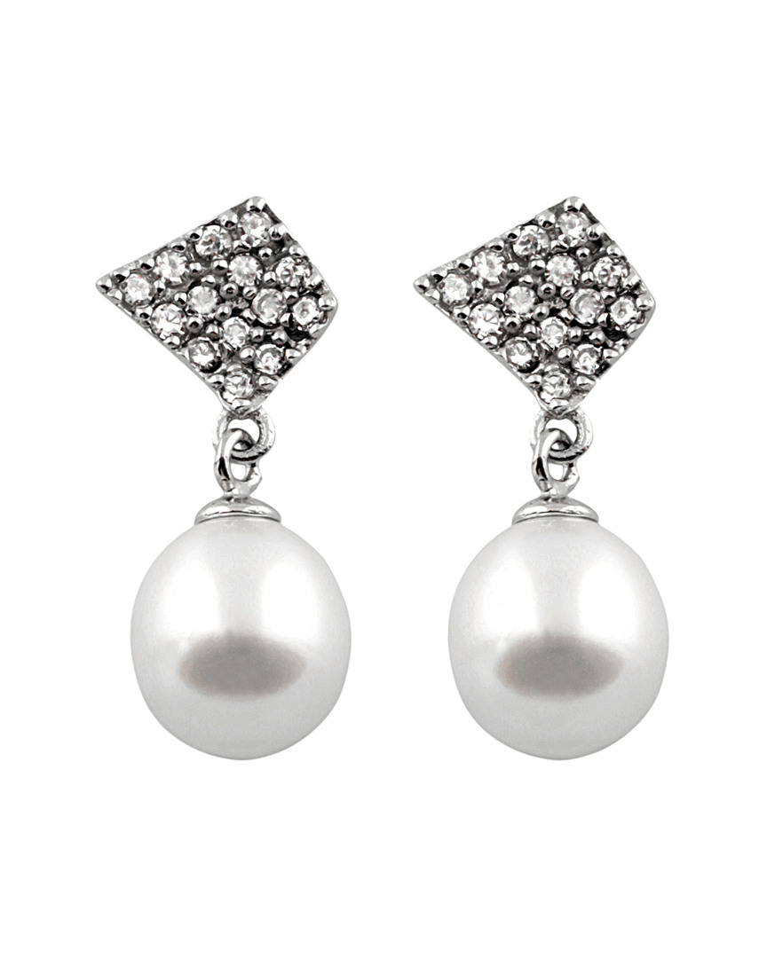 Splendid Pearls Silver 7.5-8mm Freshwater Pearl Earrings In White