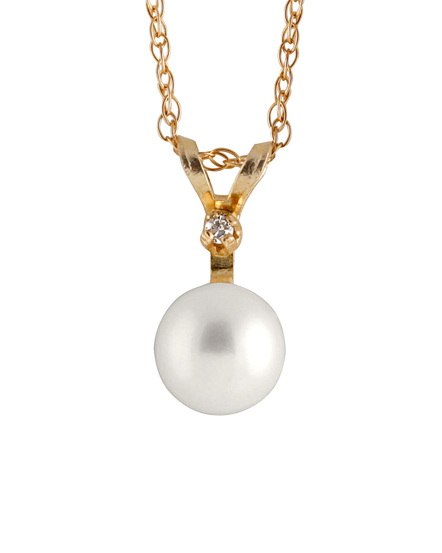 Shop Splendid Pearls 14k 0.01 Ct. Tw. Diamond & 5-5.5mm Akoya Pearl Necklace