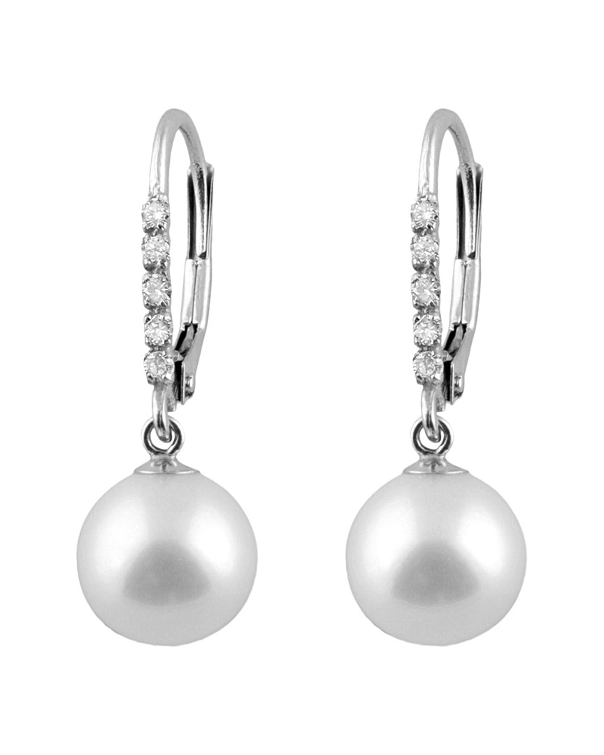 Splendid Pearls 14k 0.05 Ct. Tw. Diamond Earrings