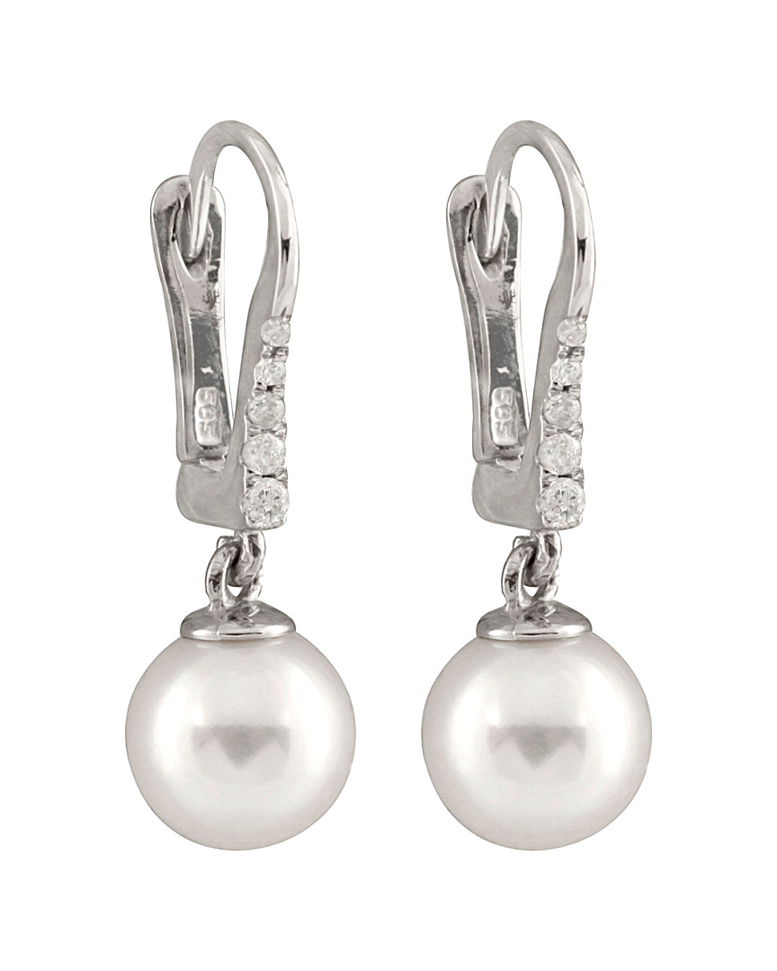 Masako Pearls Splendid Pearls 14k 0.08 Ct. Tw. Diamond & 7-7.5mm Akoya Pearl Earrings