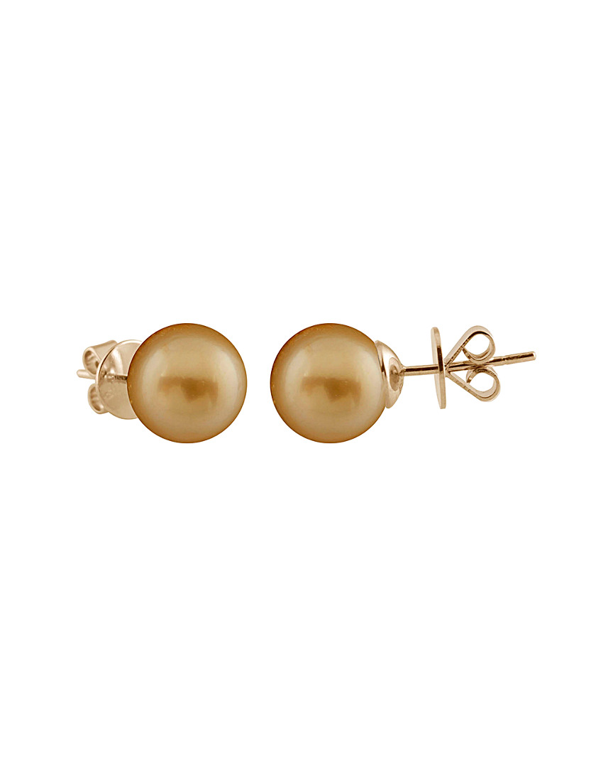 Splendid Pearls 14k 10-11mm Golden South Sea Pearl Earrings