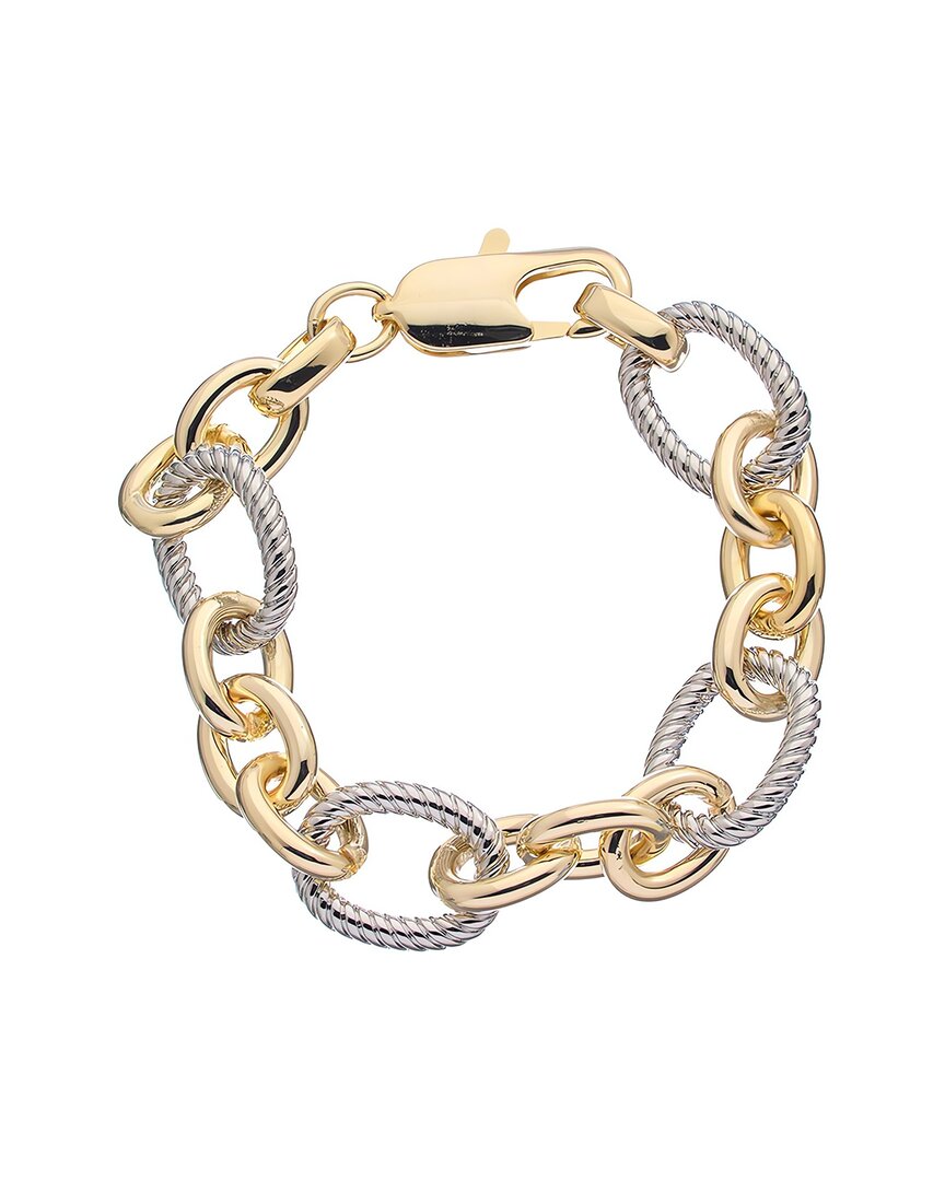 Juvell 18k Two-tone Plated Twisted Cable Oval Link Bracelet