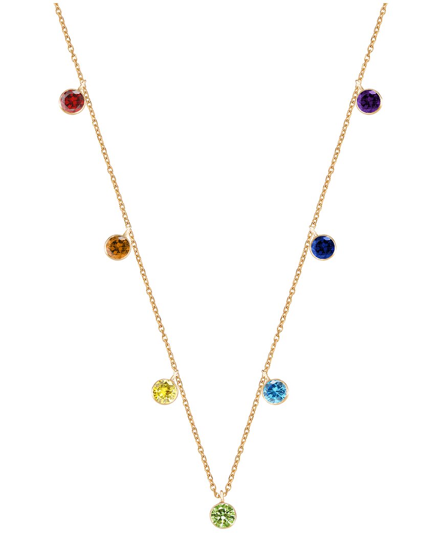 Gabi Rielle 14k Over Silver Cz Chakra Necklace In Multi