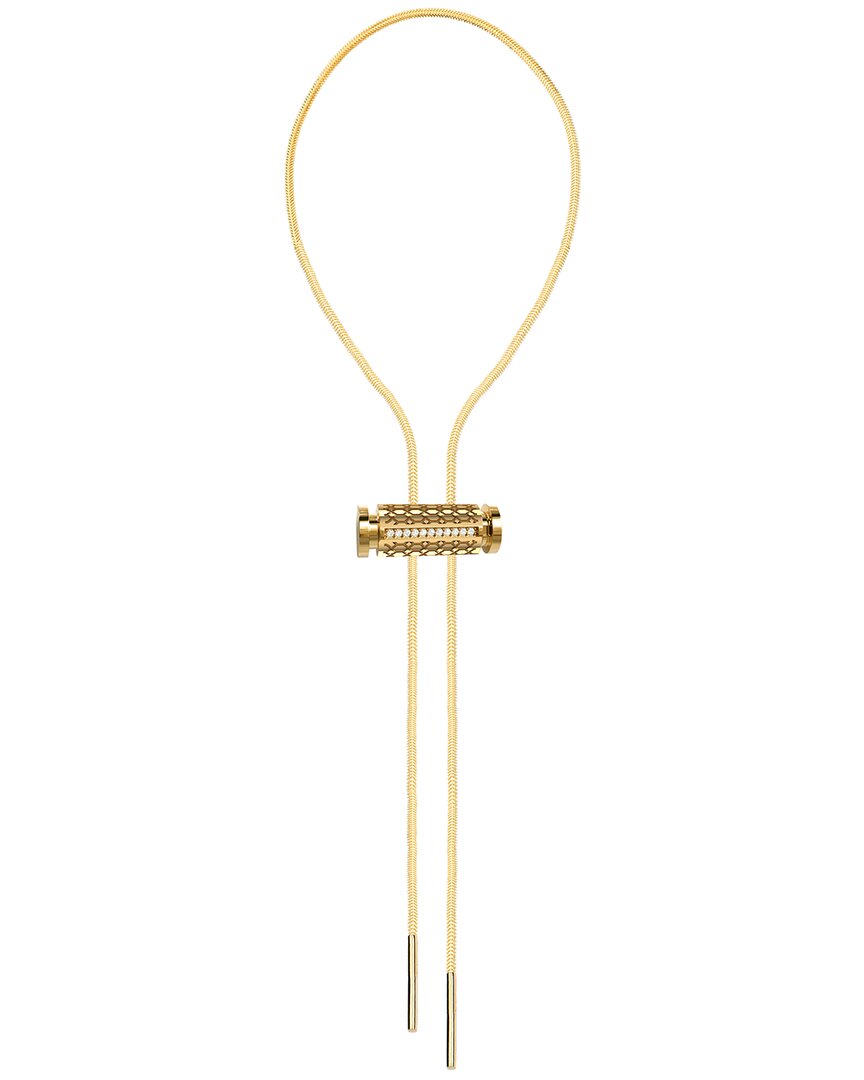 Gabi Rielle 14k Over Silver Cz Adjustable Bolo Necklace In Gold