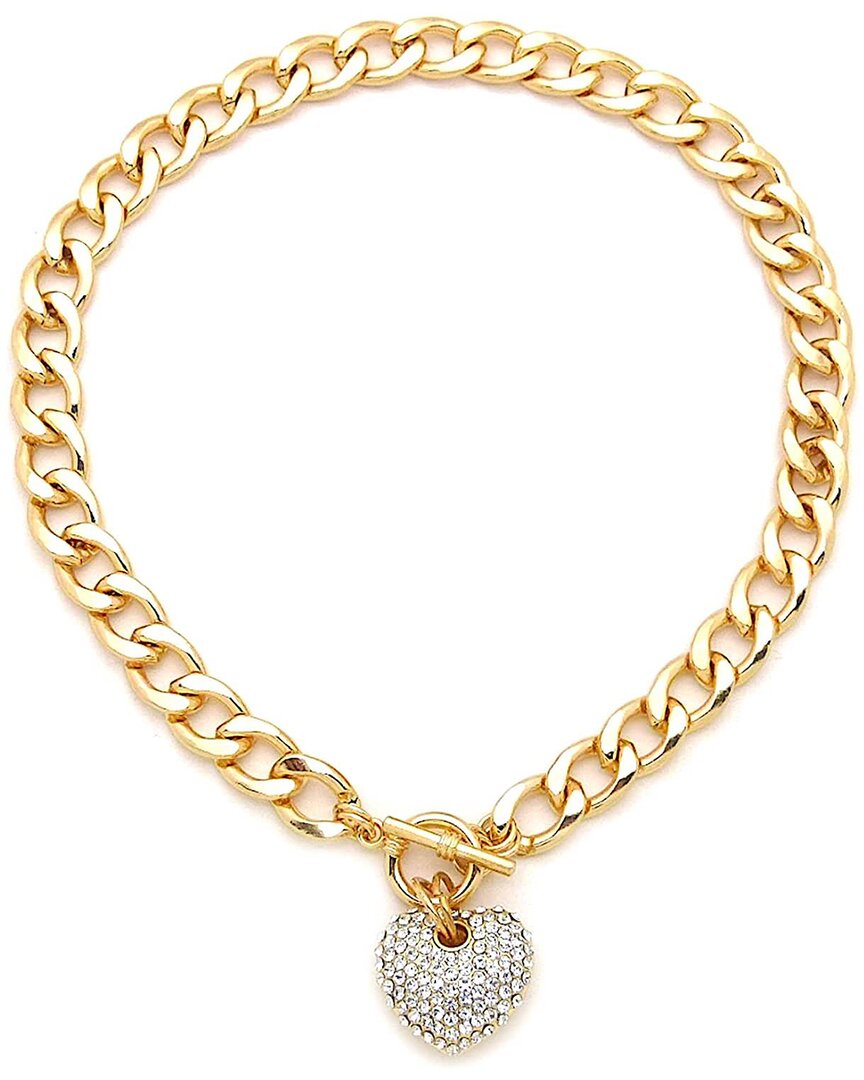Liv Oliver 18k Crystal Heart Charm Necklace In Gold