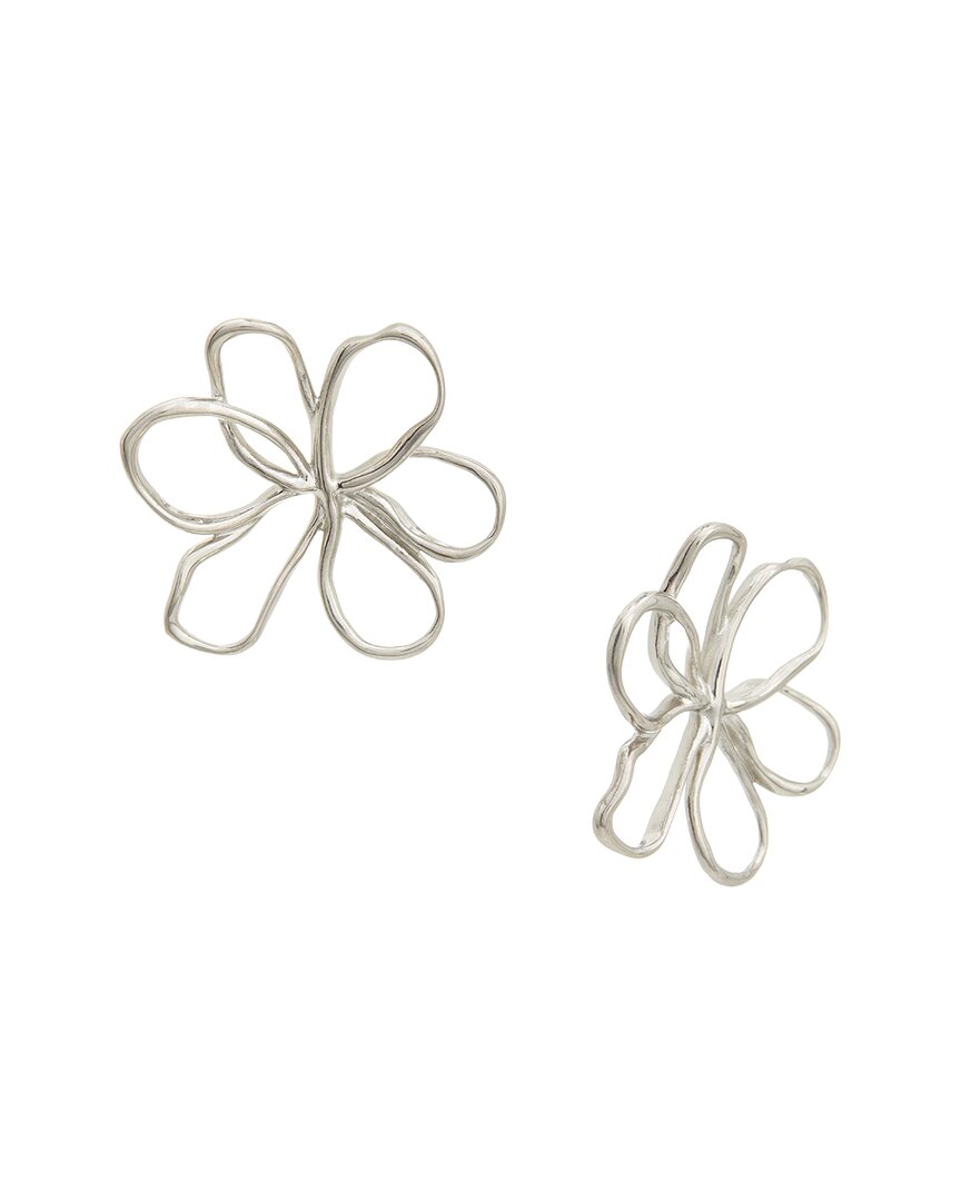 Oscar De La Renta Flower Thread Stud Earrings In Metallic