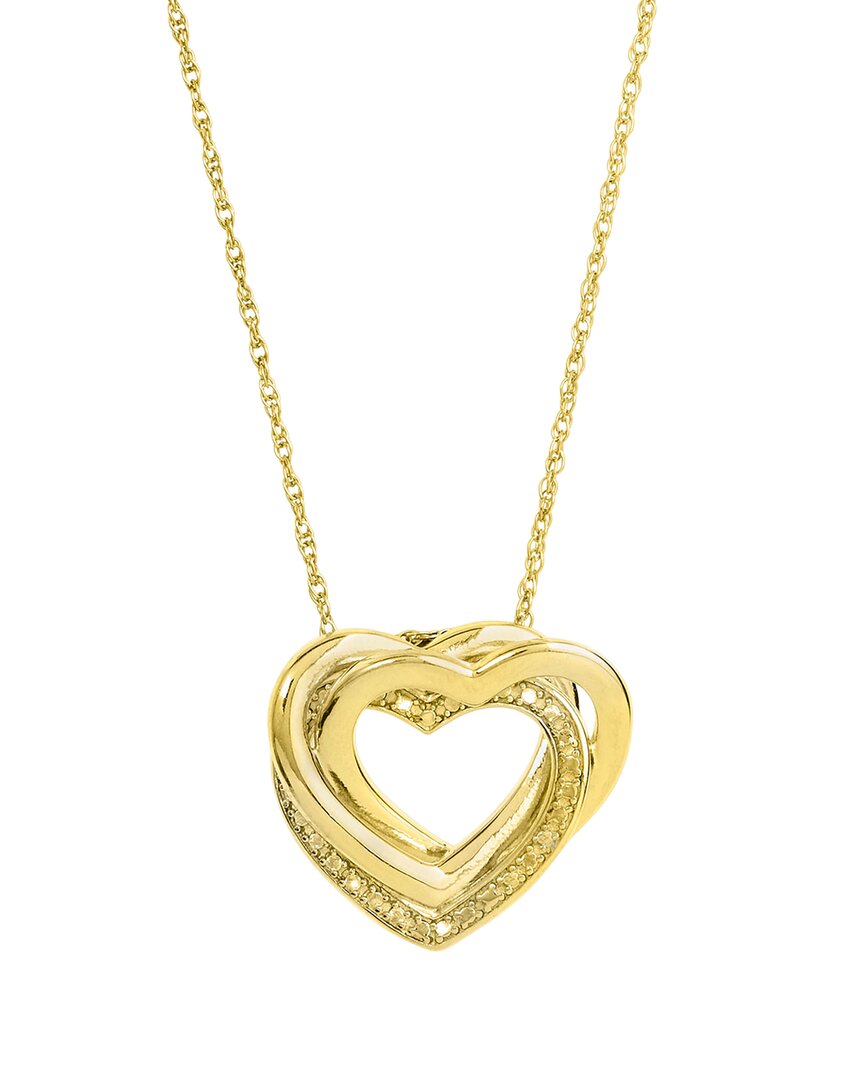 Savvy Cie 18k Over Silver Diamond Heart Necklace