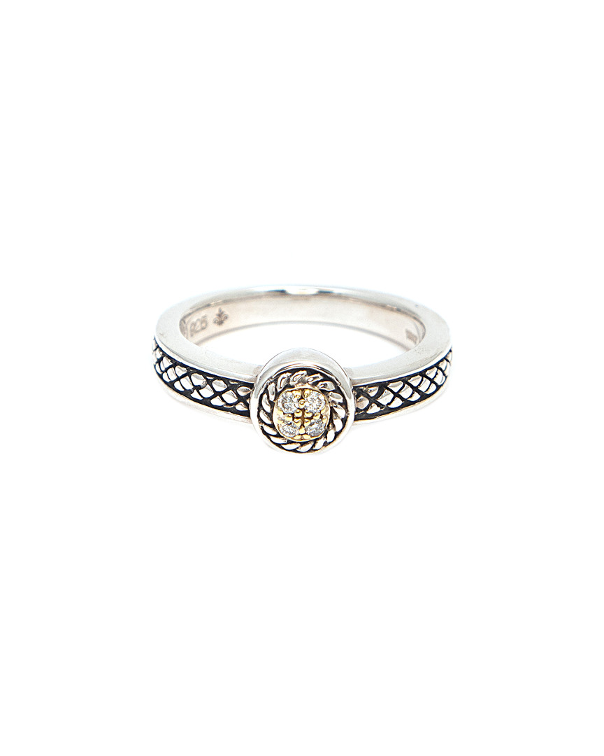 Andrea Candela Diamante 18k & Silver 0.06 Ct. Tw. Diamond Ring In Metallic