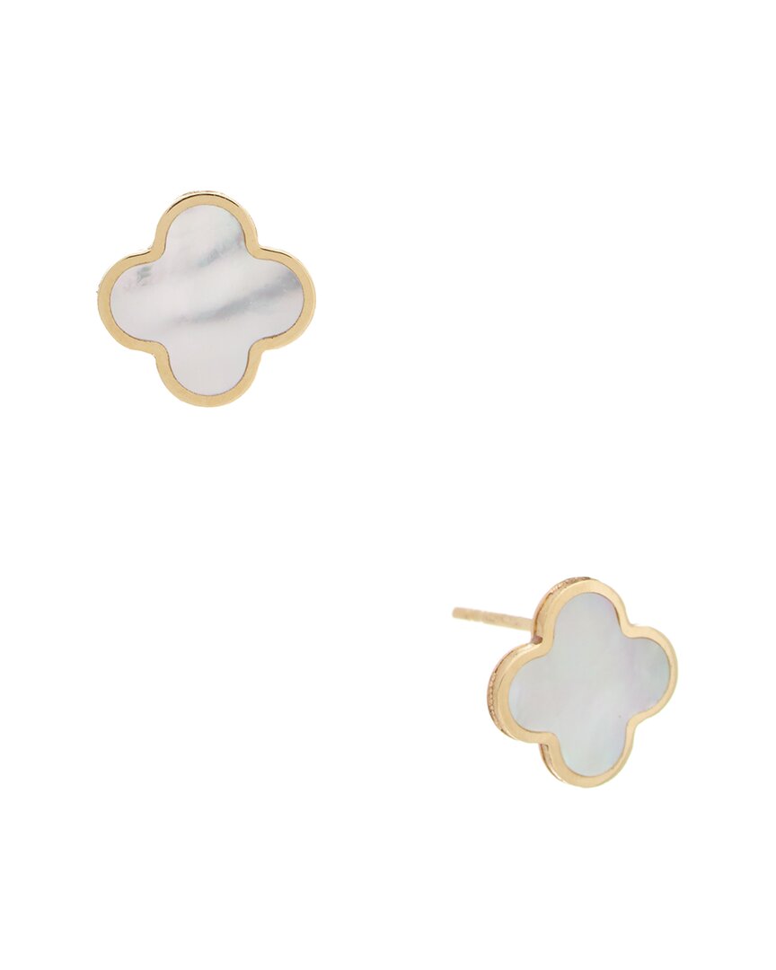 Sabrina Designs 14k Mother-of-pearl Clover Studs In Multi
