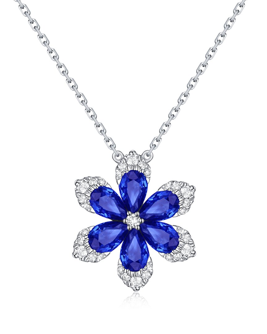 Sabrina Designs 14k 1.65 Ct. Tw. Diamond & Sapphire Flower Necklace