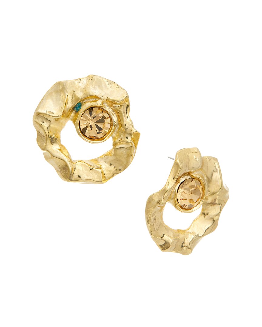 Oscar De La Renta Round Stud Textured Earrings In Gold