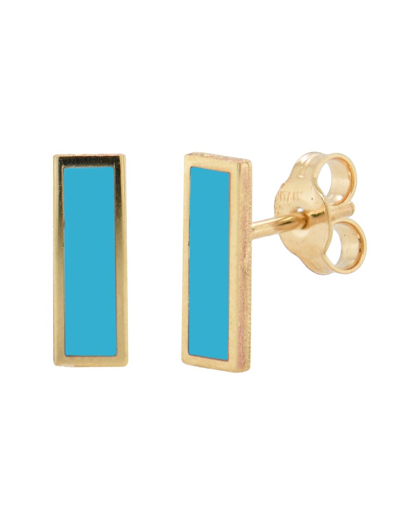 Sabrina Designs 14k Turquoise Bar Studs In Gold