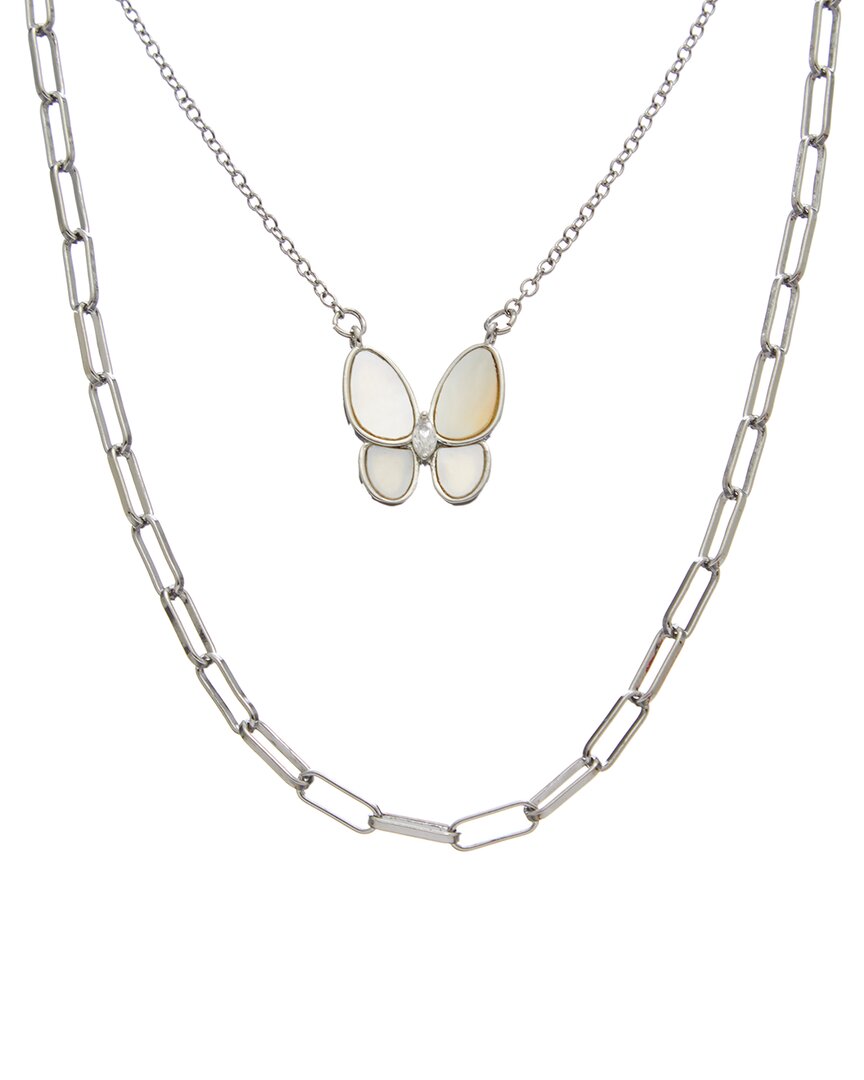 Juvell 18k Plated Pearl Butterfly Link Necklace