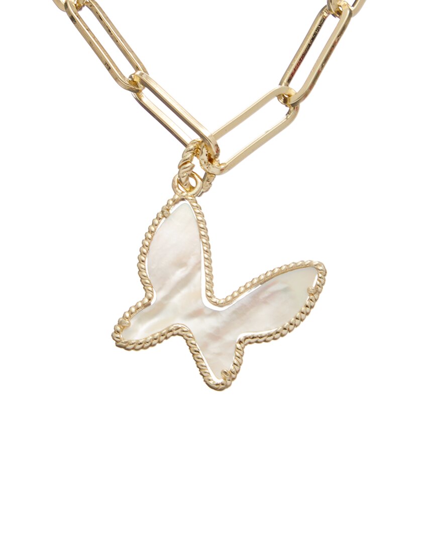 Juvell 18k Plated Pearl Butterfly Link Necklace