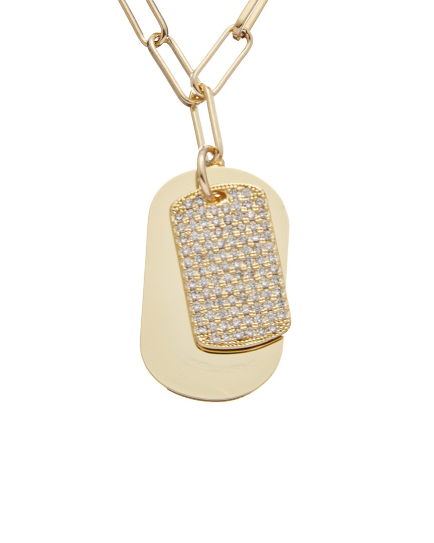 Juvell 18k Plated Cz Dog Tag Link Necklace