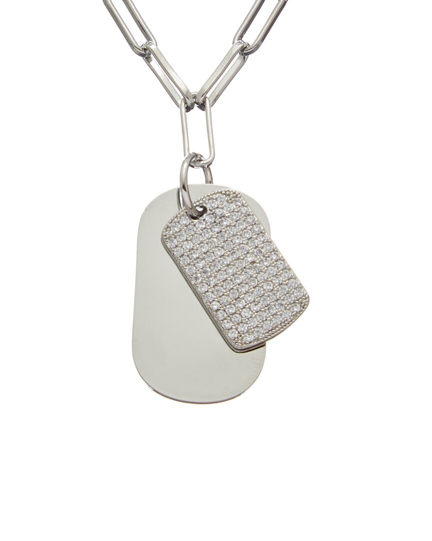 Juvell 18k Plated Cz Dog Tag Link Necklace