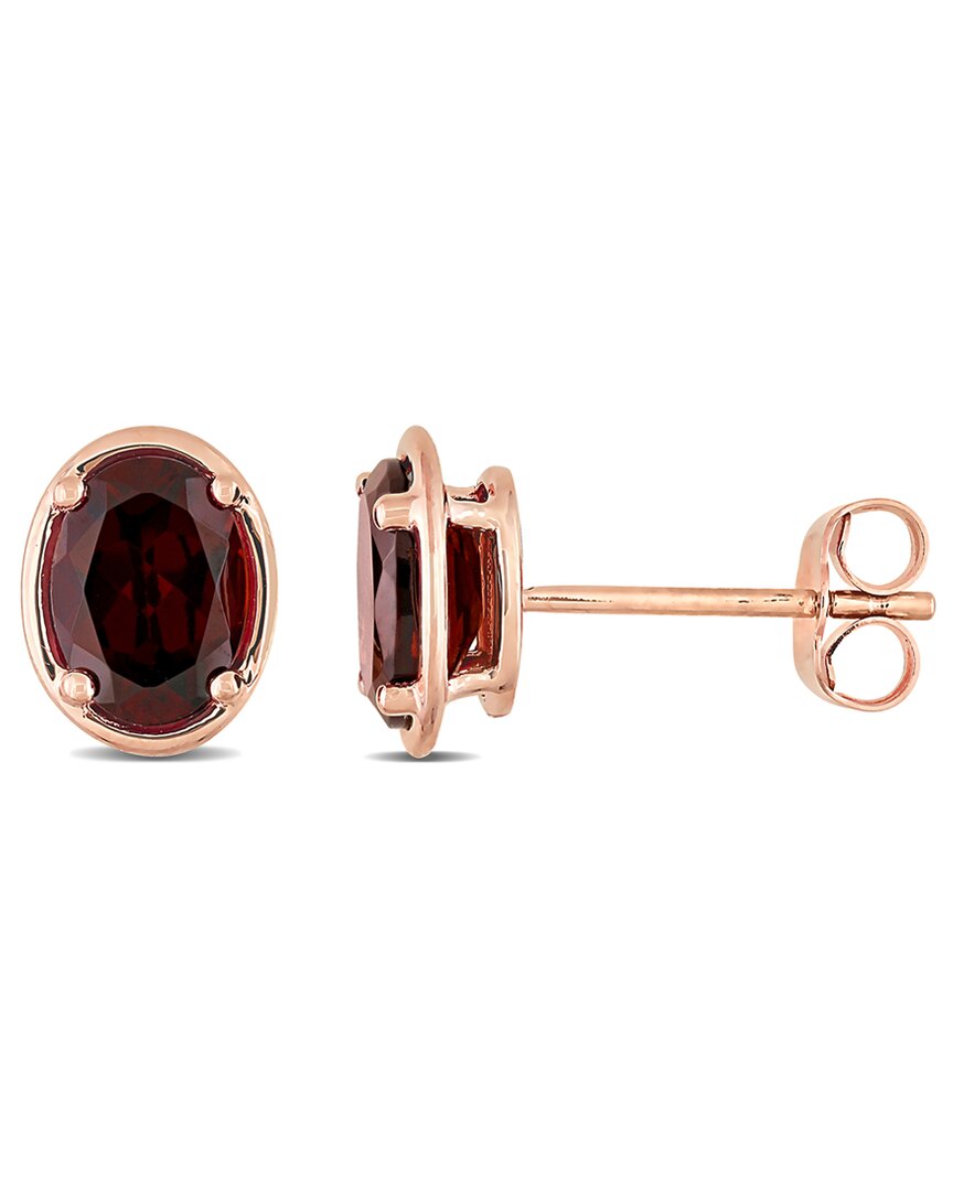 Rina Limor Mini Bezel 14k Rose Gold 1.90 Ct. Tw. Garnet Studs