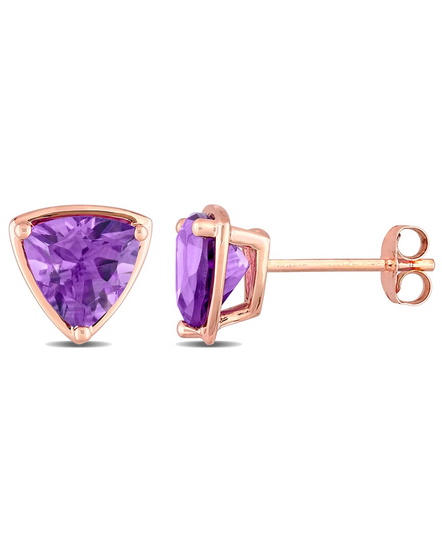 Rina Limor Mini Bezel 14k Rose Gold 1.90 Ct. Tw. Amethyst Studs