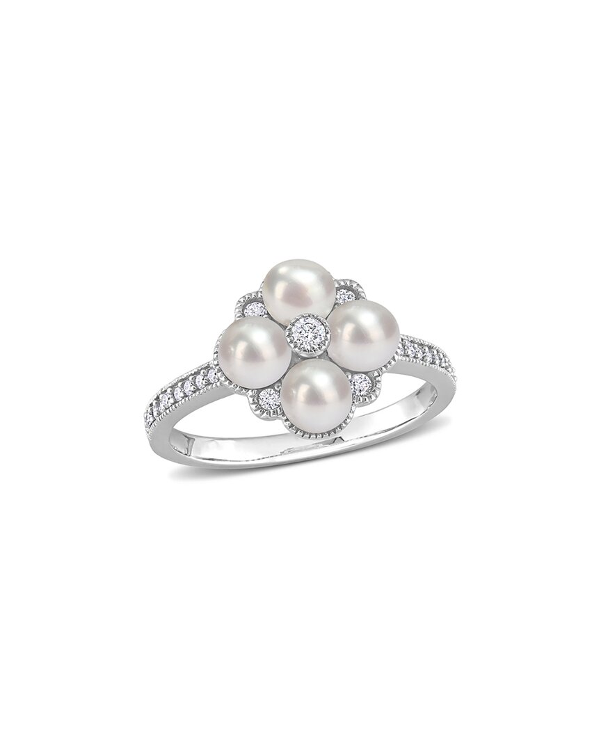 Rina Limor Petite & Delicate Pearls 14k 0.17 Ct. Tw. Diamond 3-4mm Pearl Ring