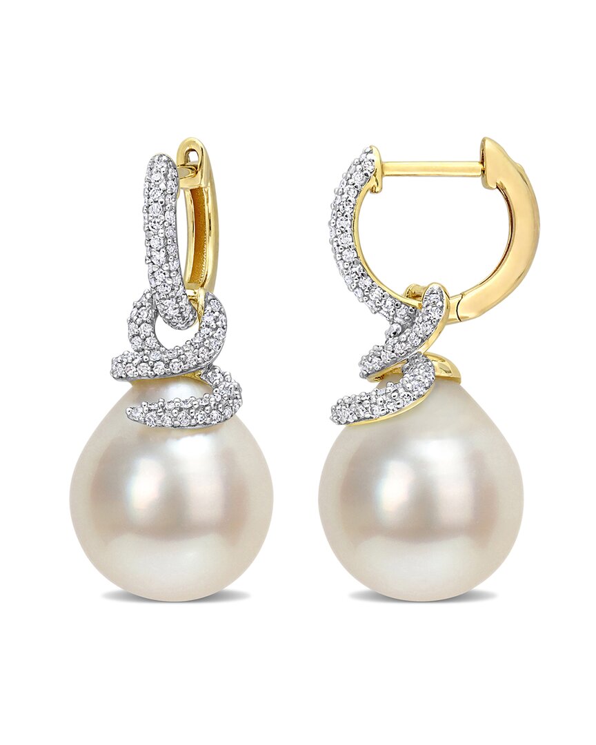 Rina Limor 14k 0.50 Ct. Tw. Diamond Pearl Earrings