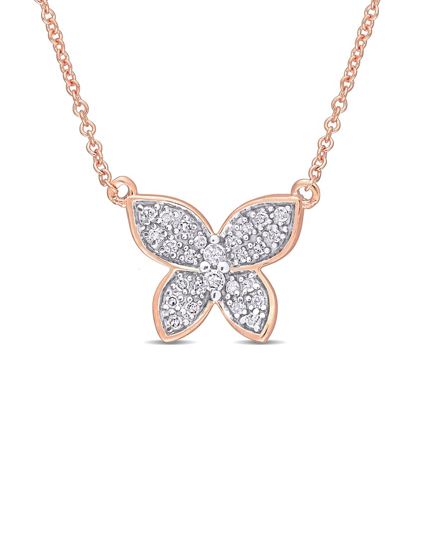 Rina Limor 10k Rose Gold 0.13 Ct. Tw. Diamond Butterfly Necklace