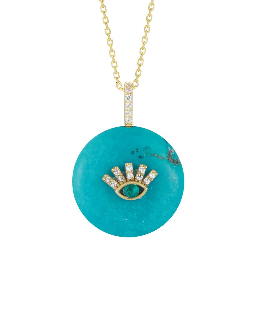 Sphera Milano 14k Over Silver Turquoise Cz Evil Eye Necklace
