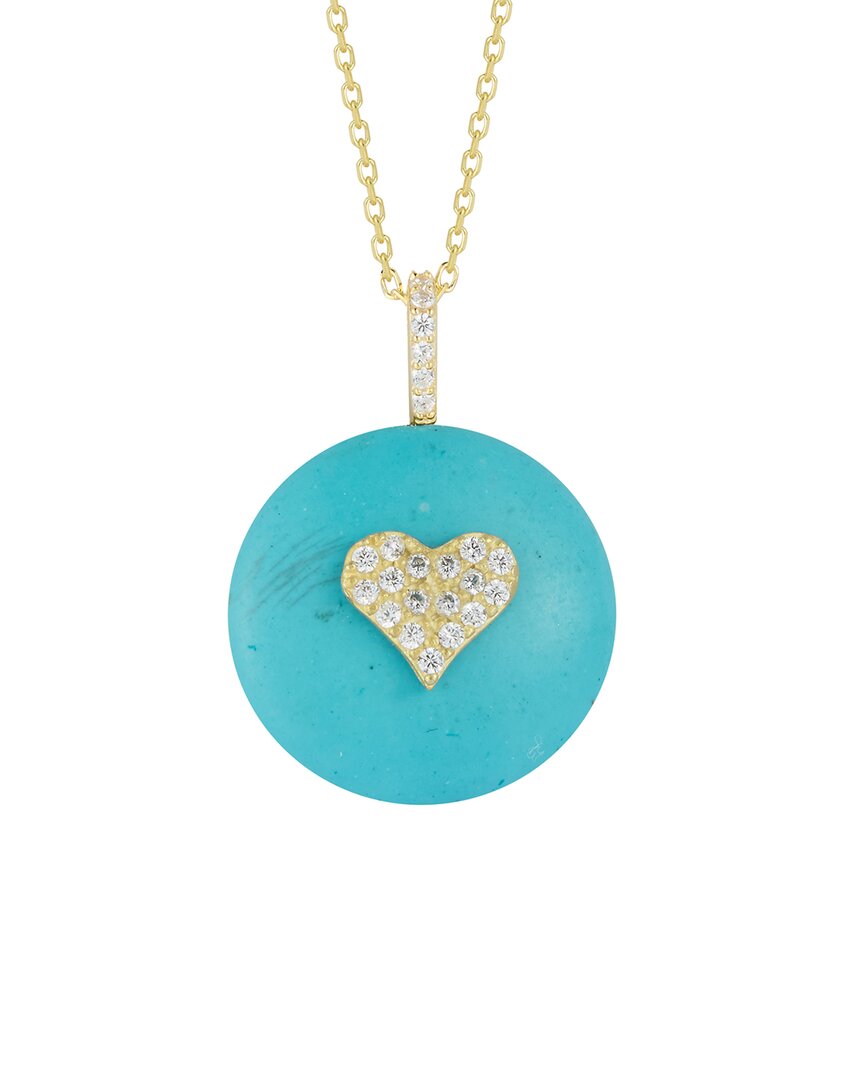 Sphera Milano 14k Over Silver Turquoise Cz Heart Necklace