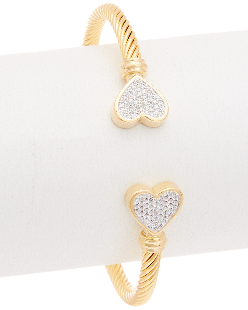 Juvell 18k Plated Cz Twisted Cable Heart Bangle