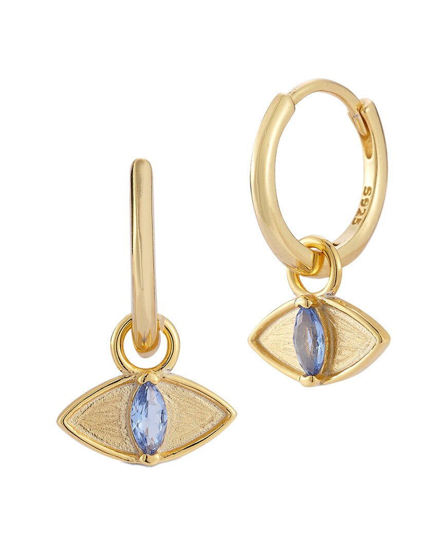 Sphera Milano 14k Over Silver Cz Evil Eye Huggie Earrings
